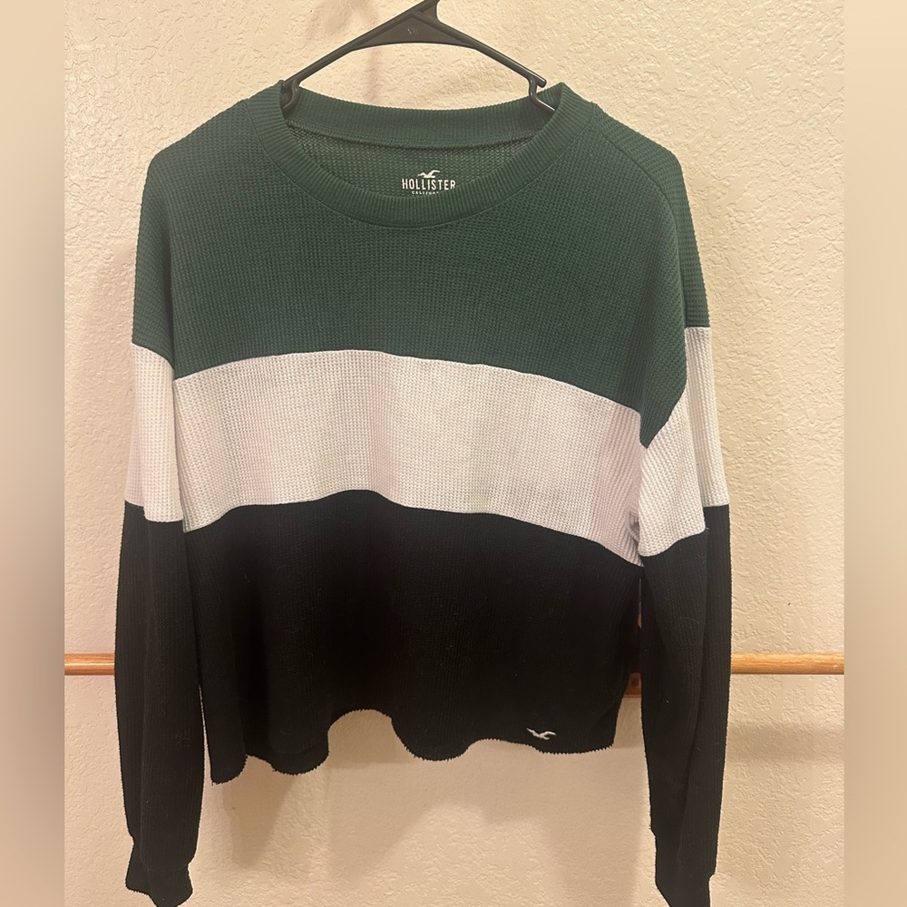 Green and White Hollister Long Sleeve
